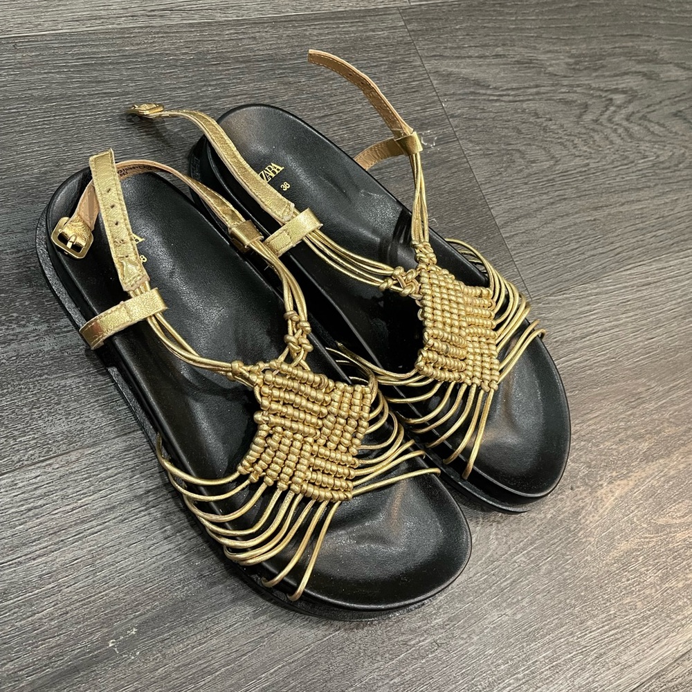 Zara metallic leather sandals